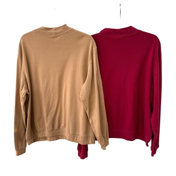 Scandia Woods Vintage Mens Long-Sleeve Mock Neck Shirts Set Of 2 Beige & Red XLG - Picture 7 of 9